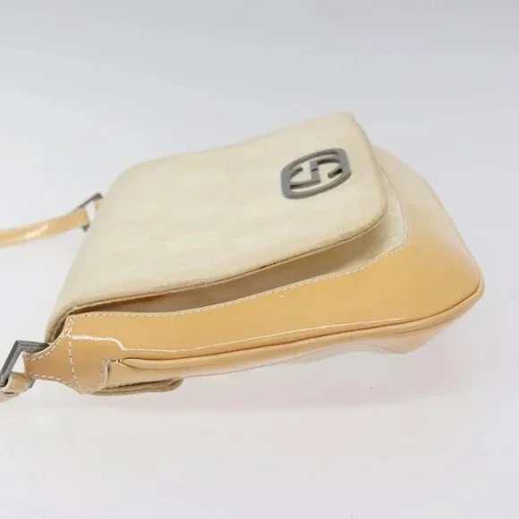 GUCCI GG Canvas Shoulder Bag Beige Silver 001